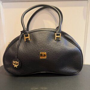 MCM Visetos Black Bowler Tote Bag w/ COA